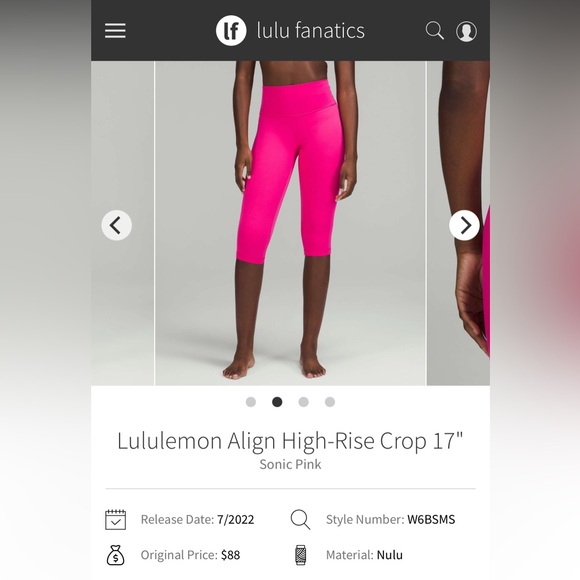 Lululemon Sonic Pink Align High Rise Crop Leggings - Size 2 - Picture 2 of 10